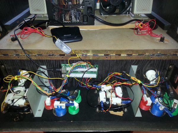 Photo of underneath the control panel showing button wiring