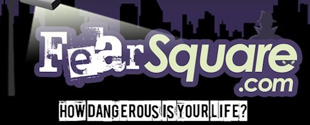 Fearsquare logo, showing a streetlight shining on a silhouette of a skyline