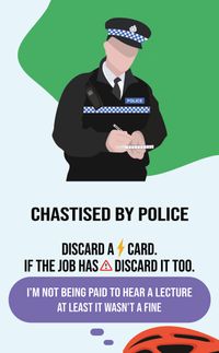 Meal Deal card example - chastised by police, the player must discard a card.